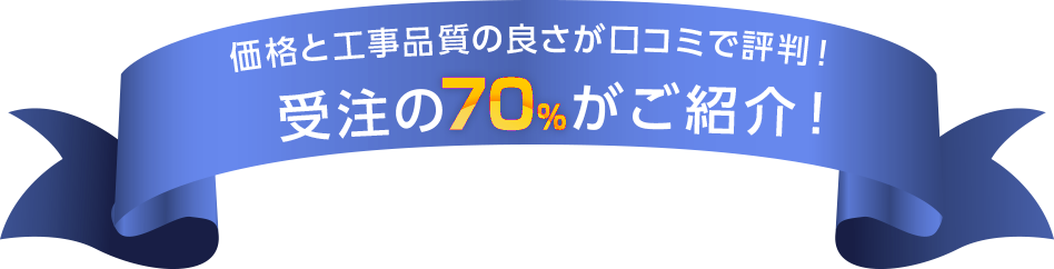 価格と工事品質の良さが口コミで評判！受注の70％がご紹介！